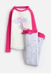 Z_ODRSLEPWL-CUNICRN Pink white and blue pajama with unicorn image  97% cotton 3% Elastane 1 through 12